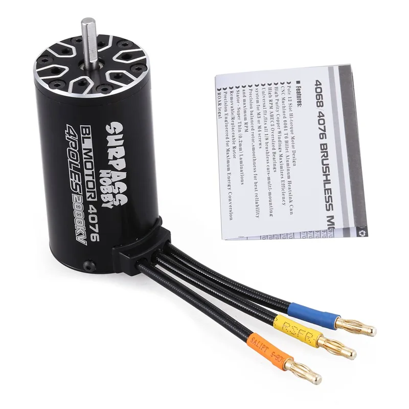 

Hot SURPASS HOBBY 4076 2000KV 135A 4P Sensorless Brushless Motor for 1/8 RC Monster Truck Car