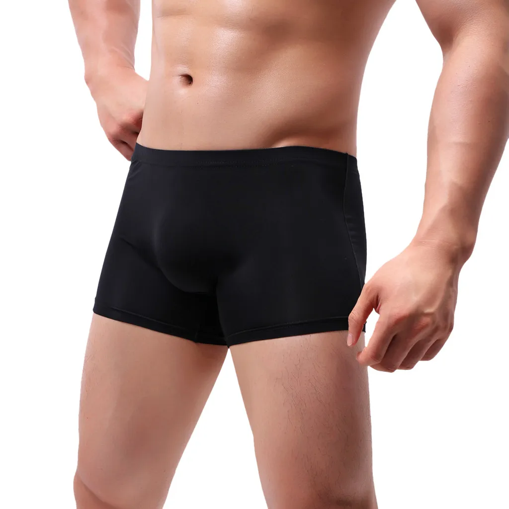 

Underwear Boxer Men Sexy Underpants Pure Color Boxershorts Men Breathable Patchwork Ice-silk Boxer Homme Ropa Interior Hombre