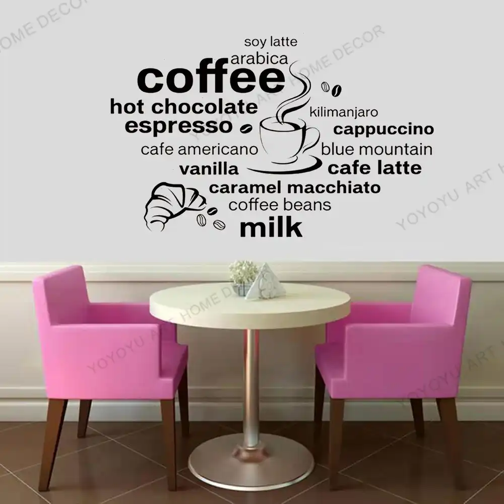 英語の諺コーヒーウォールステッカービニールdiyコーヒー言語のためのカフェレストラン壁ガラス装飾rb252 ウォール ステッカー Aliexpress