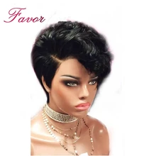 13x6 бразильский короткий парик для фронта шнурка Боб предварительно сорвал Pixie Cut Bob боковая часть человеческих волос парики для женщин Remy Bouncy парик из волнистых волос