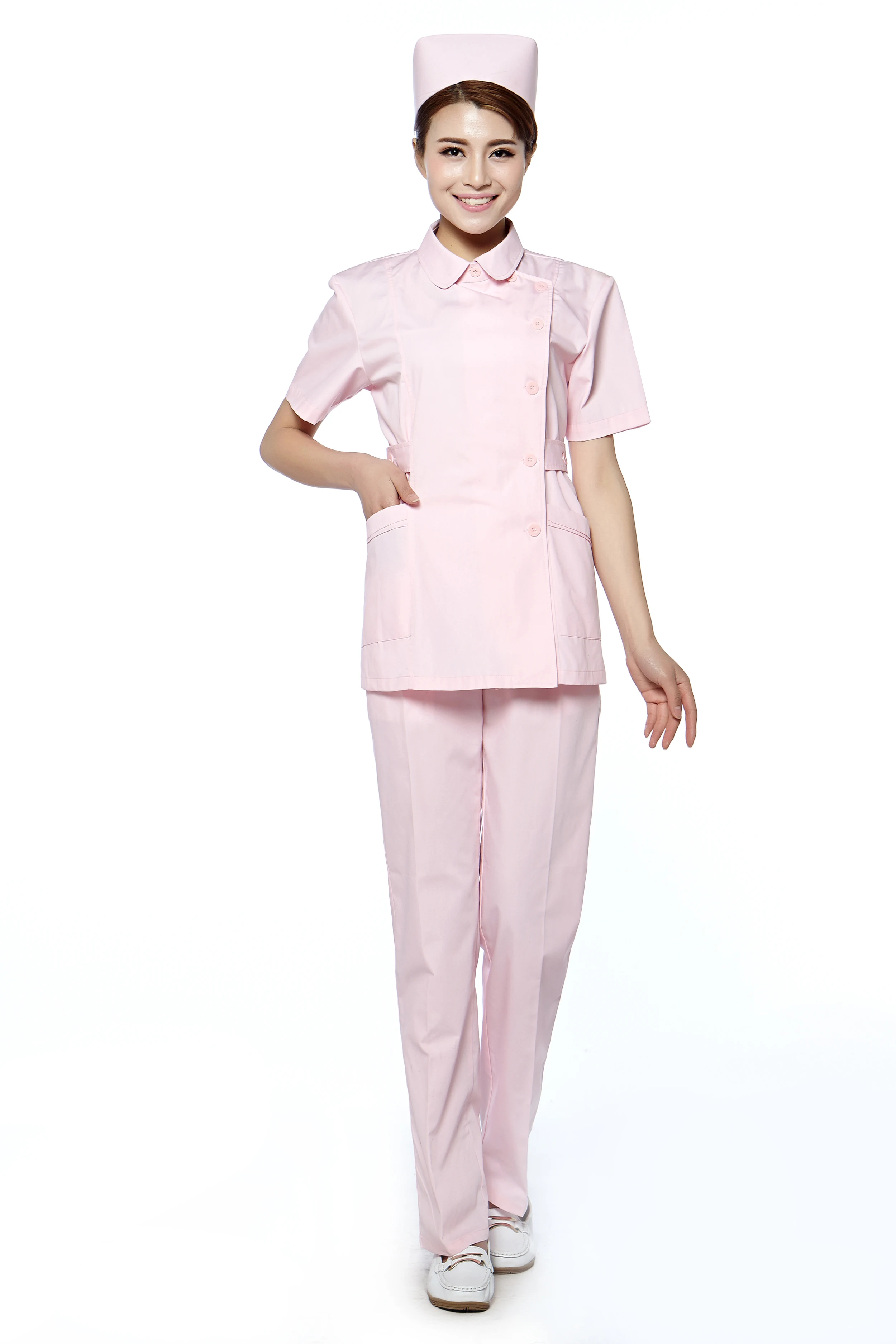 Roze Verpleegster Uniform Tuniek Broek Voor Vrouwen Apotheek Uniform Schoonheidssalon Uniform Mouwen Uniform| - AliExpress