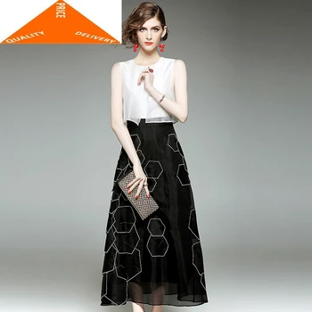 

Summer Natural Silk Women Long Maxi Dress Spring Elegant Ladies Party Sleeveless Dresses Vestidos De Fiesta LWL9764