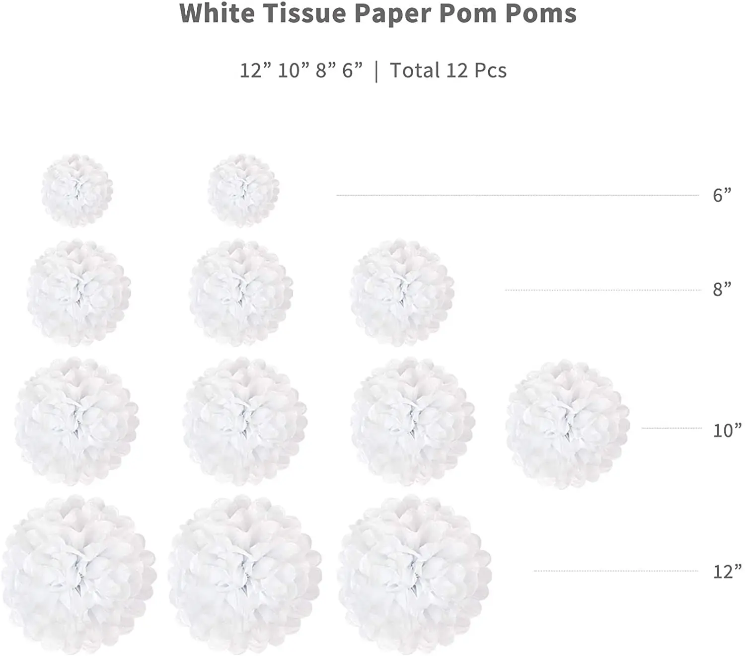 White Tissue Paper Pom Poms Flores, DIY