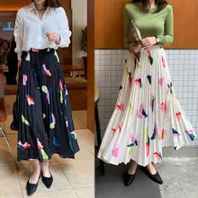 HiMISS Женская плиссированная длинная юбка с эластичной резинкой на талии для весны и осени