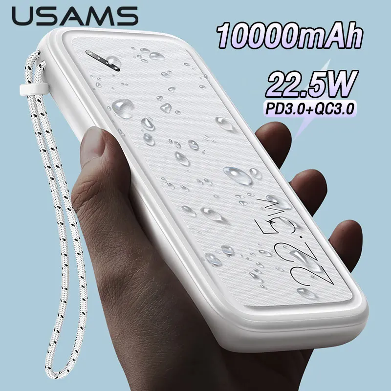 USAMS 10000mAh Power Bank 22.5W Fast Charging Portable Charging External Battery Charger Pack Powerbank For iPhone Huawei Xiaomi