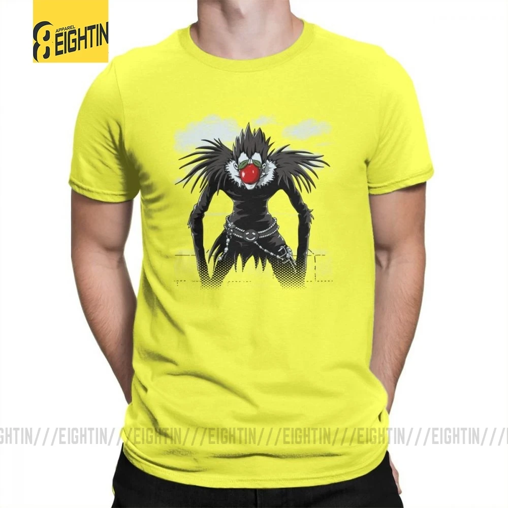 Футболки с надписью "Death Note", "Ryuk Magritte", хлопок, новейшие, с коротким рукавом, классические футболки, мужские, размера плюс, с принтом, простой стиль - Цвет: Цвет: желтый