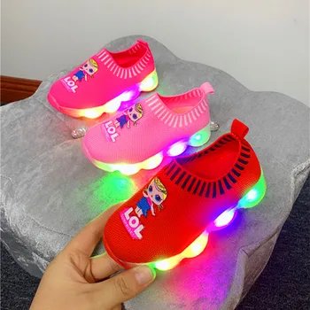 

New Children Shoes Kids Sneakers Baby Toddler Girls Shoes Cartoon Mesh Led Luminous Shoes Girls Running Sneakers Glowing Shoes