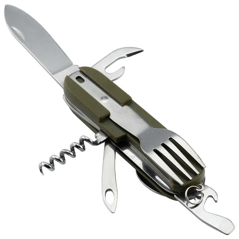 Outdoor Folding Tableware Spoon/Fork Multi Travel Hiking Steel Dinnerware Picnic Stainless Camping Kit Utensil Reusable Gear
