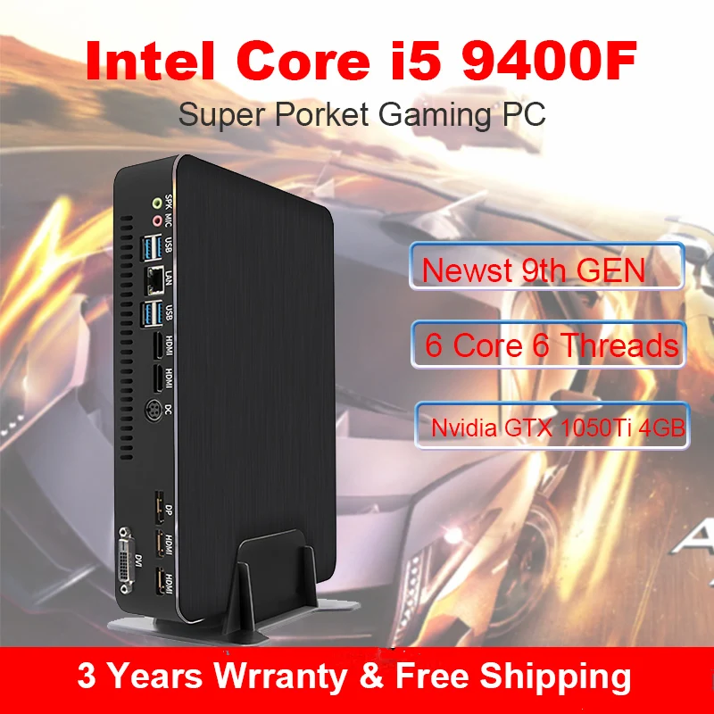 Мини игровой ПК i7 8700 i5 9400F i3 9100F GTX1050Ti 4G GPU Win10 Pro Barebone неттоп Linux настольный компьютер HDMI 2,0 DP DVI