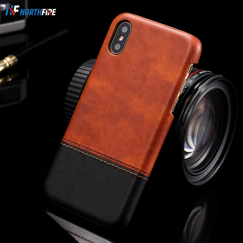 

NORTHFIRE Retro Business PU Leather Case For iPhone XR X 10 XS Max Vintage Plain Soft Back Cover For 6/6S/7/8 Plus Coque Fundas