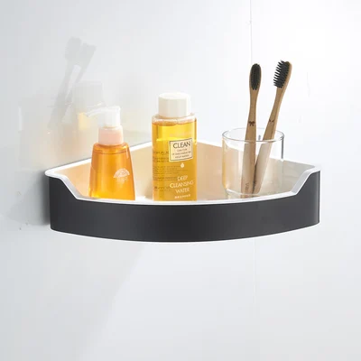 1 tier corner shelf Черный набор аксессуаров для ванной комнаты, держатель для бумаги, полотенцесушитель, держатель для туалетной щетки, вешалка для полотенец для ванной набор оборудования 304 из нержавеющей стали - Цвет: 1 tier corner shelf