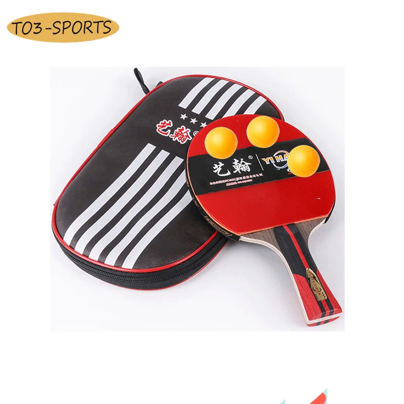 

5 star Professional Table Tennis Racket with bag +3 balls, short handle Ping Pong paddle,pingpong batï¼Œ Student Sports Equipment