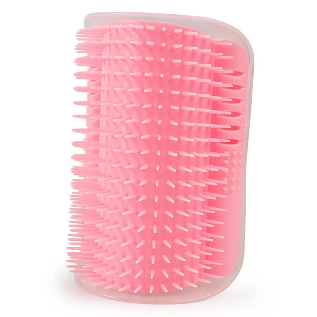 Pet Supplies for Self Groomer Wall Brush Corner Cat Massage Self Groomer Comb Brush with Catnip Cat Rubs with A Tickling Comb Pink
