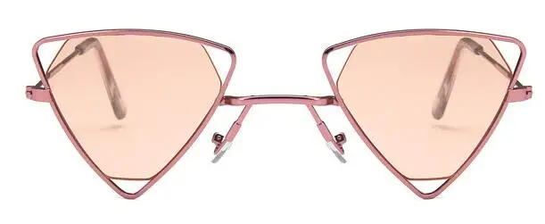 Винтажный панк Zonnebril Vrouwen Driehoek Oculos Nieuwe Bril Opengewerkte металлическая рамка режим Zonnebril UV400 - Цвет линз: pink