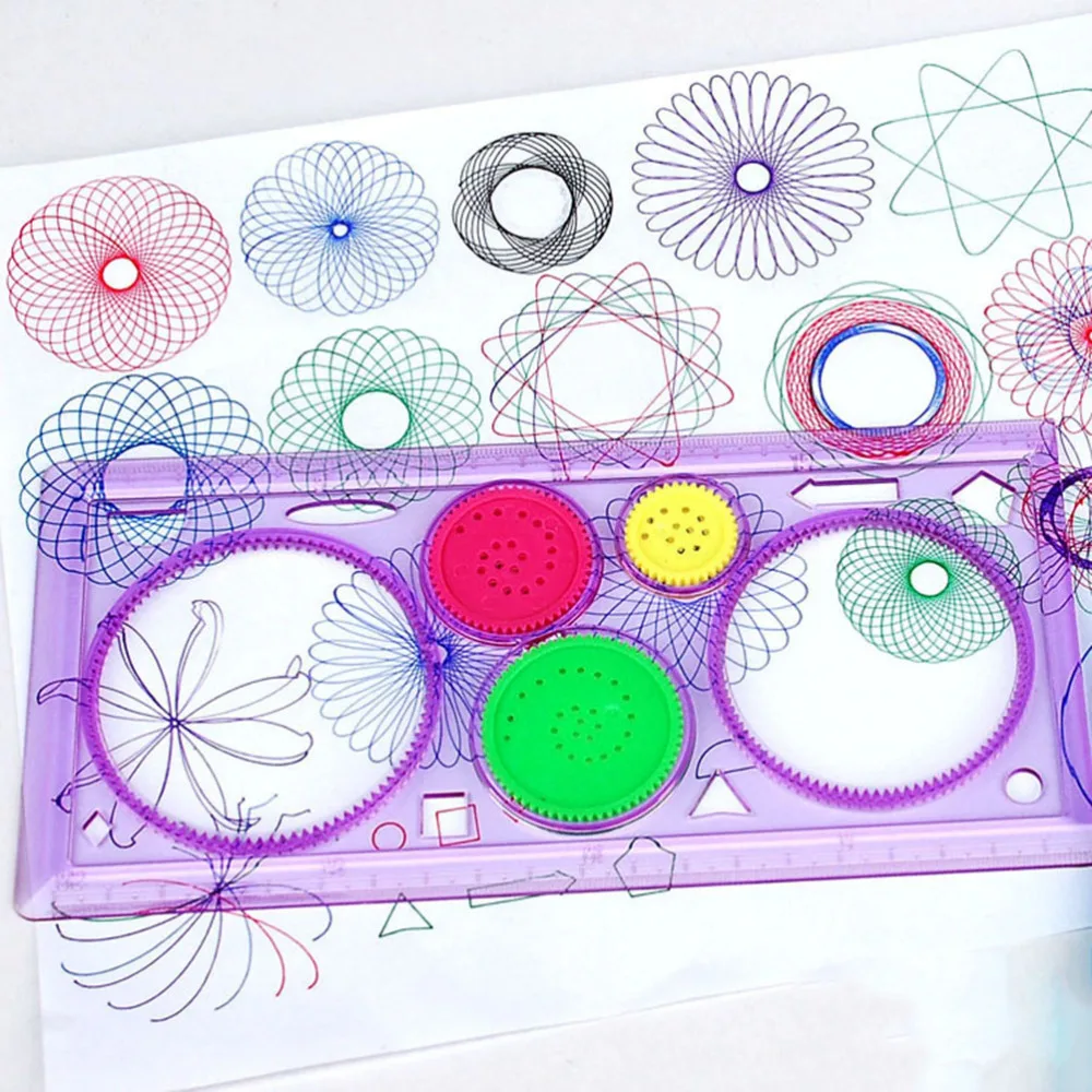 2PCS Spirograph Geometric Ruler Learning Drawing Tool Stationery For Student School Rulers Office Supplies Set Creative Gift