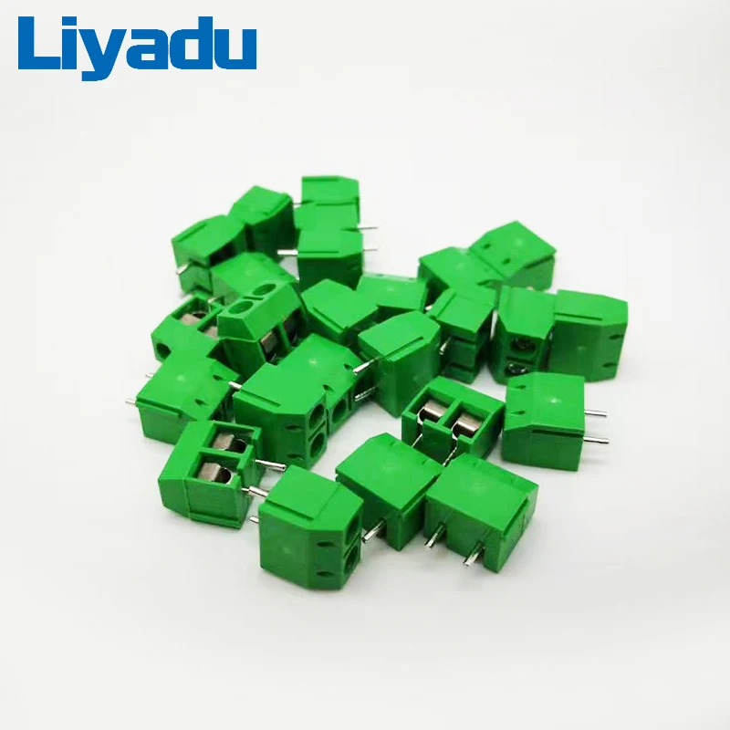500 шт./лот KF301-2P Сращивание, винтовой Тип PCB расстояние 5,0 соединительные клеммы, терминал синий/зеленый KF301 красный, синий, зеленый, черный