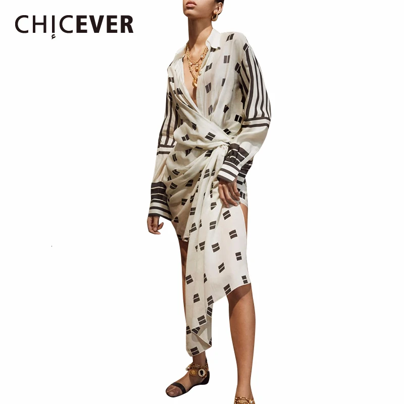 Женское асимметричное платье CHICEVER Асимметричное Платье туника с отложным