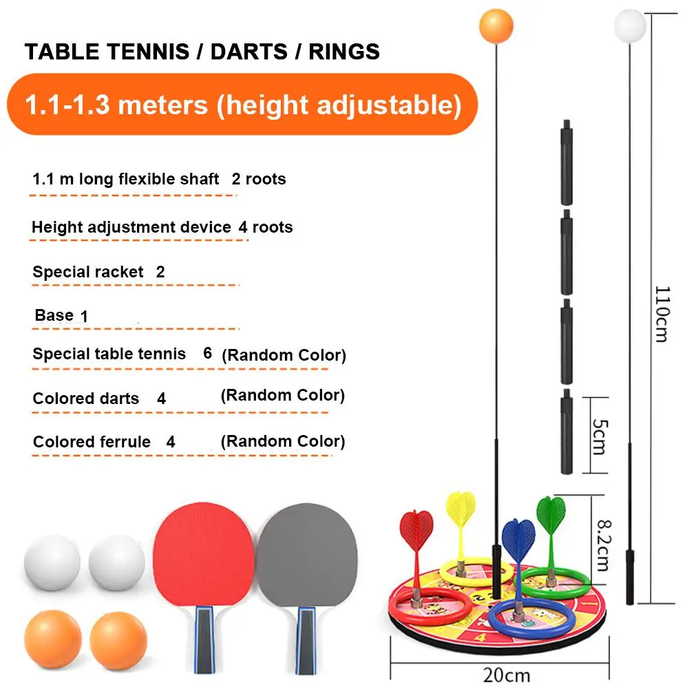Table Tennis Training Height Adjustable Adult Safe Magnetic Dart Elastic Soft Shaft Rebound Pingpong Trainer Table Game Set