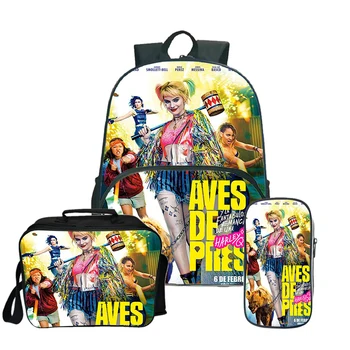 

2020 Mochila Bookbag Suicide Squad Backpack 3Pcs/Sets Lunch Tote Pencil Case School Bags for Teenage GirlsTravel Backpacks Kids