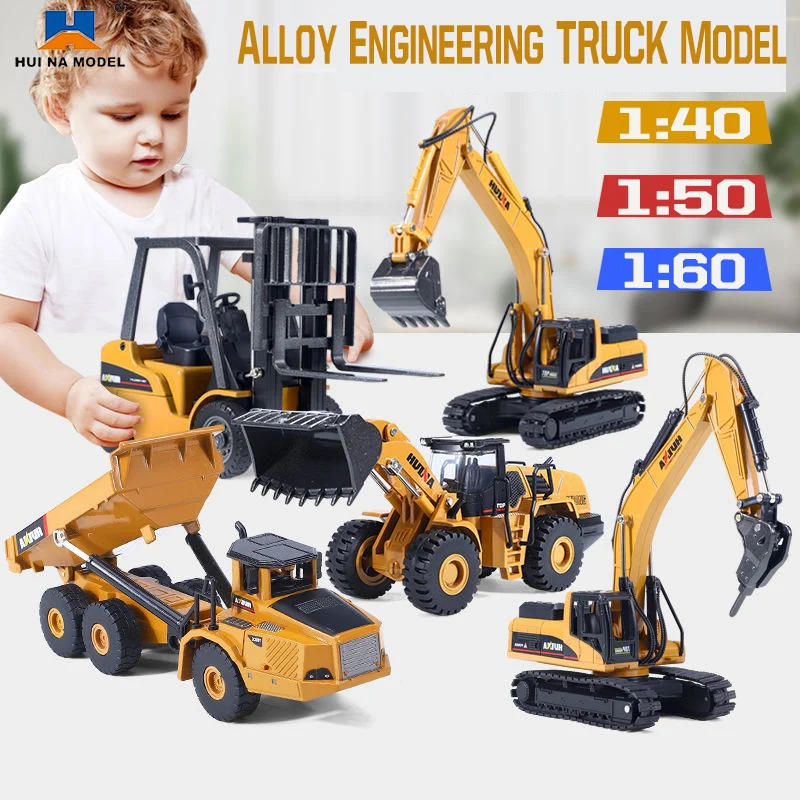 HUINA 1:40 1:50 1:60 Excavator Alloy Scarifier Diecast Truck Scale Wheel Loader Construction Vehicle Metal Model Cars Boys Toys huina 1 50 diecast car model alloy simulation concrete pump scale truck toy wheel loader vehicle dump engineering back to school