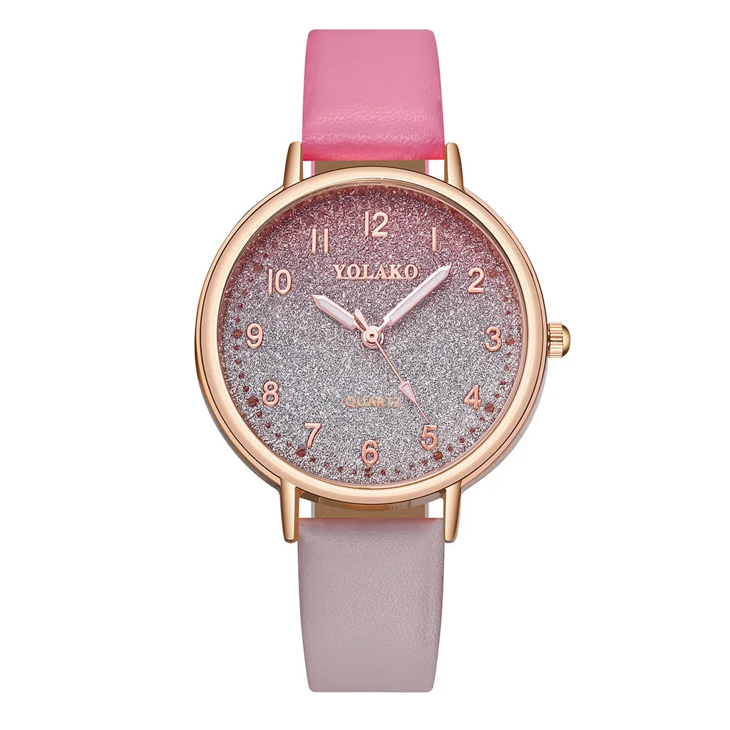 Reloj mujer женские часы модные montre femme простой градиентный циферблат с бриллиантовым ремешком женские кварцевые часы bayan kol saati - Цвет: Розовый