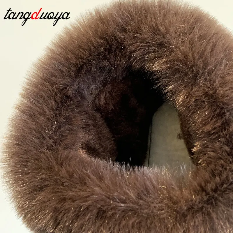 2019 украшенным блестящими стразами Для женщин Теплые меховые зимние сапоги