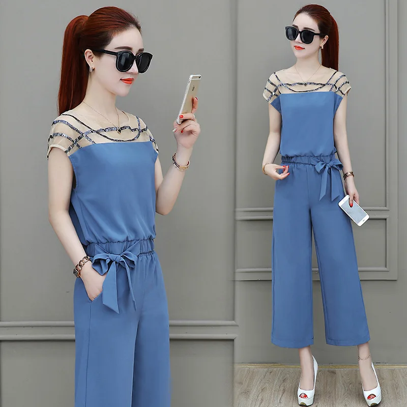 Женский комплект из двух предметов элегантная кружевная блузка с топом и брюками