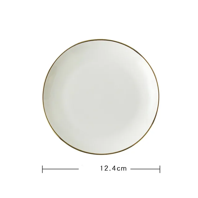 Gold Edge Ceramic Plate Dish White Porcelain Tableware Western-style Dinner Dishes and Plates Sets 5 Inches