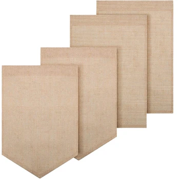 

4 Pieces DIY Blank Burlap Garden Flag Mixed 2 Shapes Rectangle and e Flag, for Outdoor Patio Garden Yard Decorate
