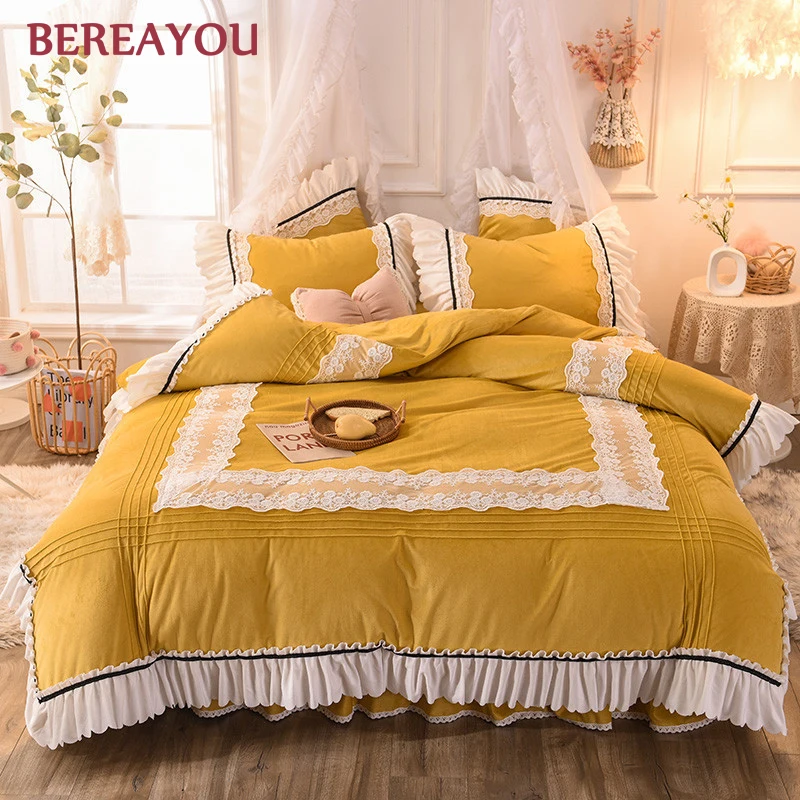 4 шт. Роскошные комплекты постельного белья фланелевая бархатная юбка для