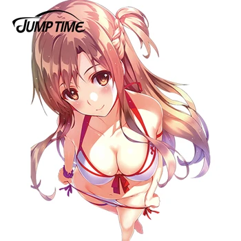 

JumpTime 13cm x 9.7cm Sword Art Online Japanese Anime Sexy Lady Yuuki Asuna Car-Styling Car Stickers Waterproof Accessories