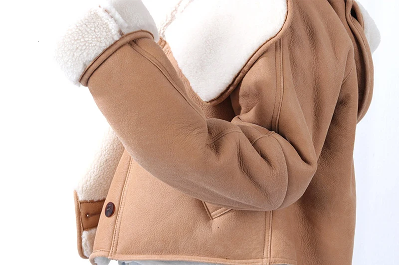 MIAOQING Lamb Fur Hit Color Women's Jackets Hooded Long Sleeve Casual Loose Streetwear Style Coats For Female Clothing