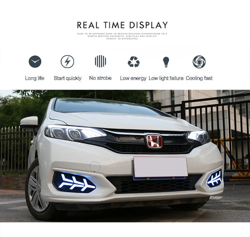 Светодиодный дневные ходовые огни для Honda Fit- высокая яркость светодиодный DRL направляющий светодиодный противотуманный светильник с поворотным сигналом светильник