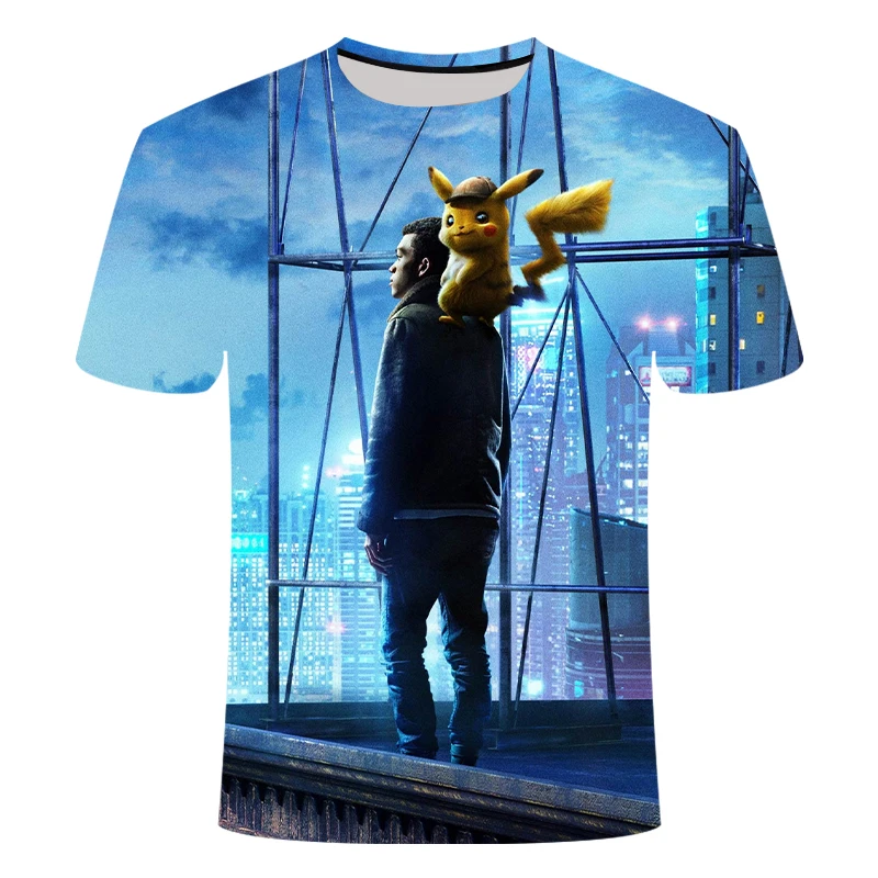New 3D Movie Detective Pokemon Pikachu T-shirt For Boy/girl Tshirts Fashion Summer Casual Tees Anime Cute Cartoon Clothes - Цвет: TX1303
