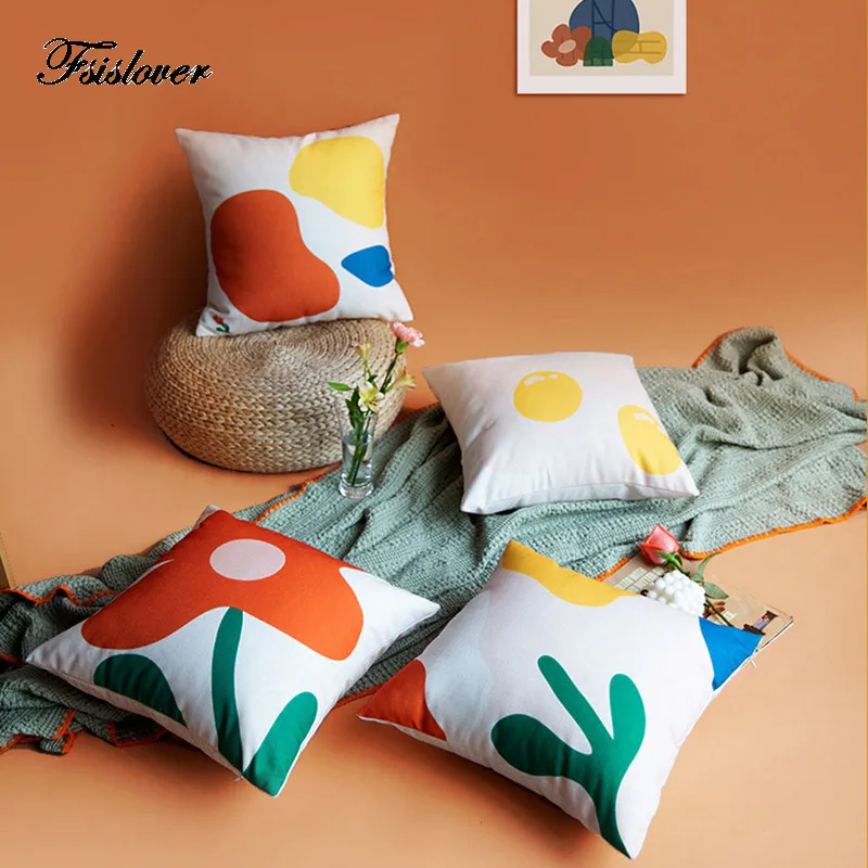 FSISLOVER милый ретро стиль хлопковая Наволочка на подушку цветок Печать Подушка