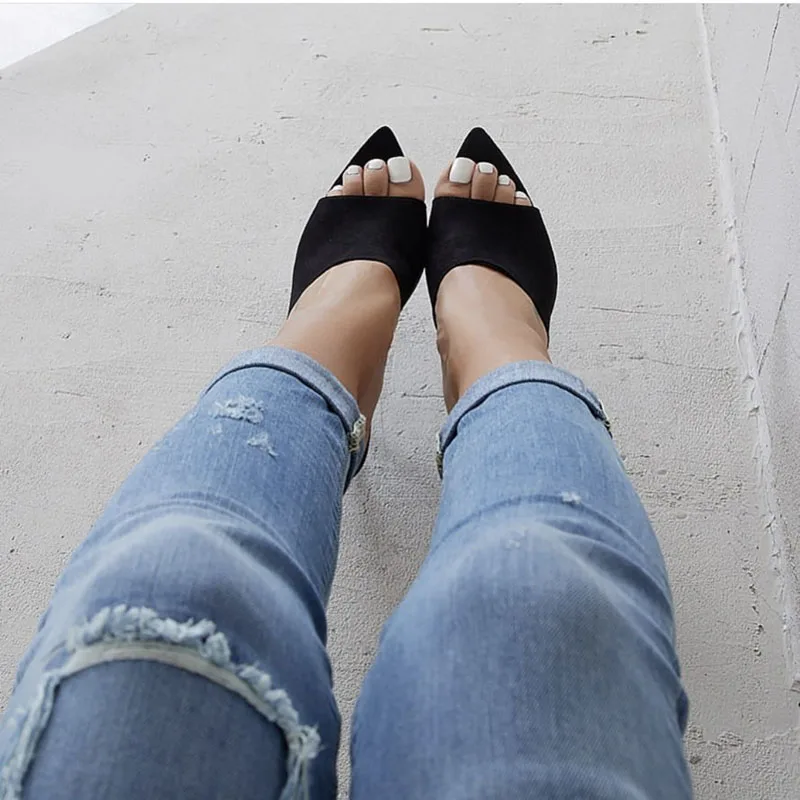 Summer Style Women High Heels Mules Pointed Toe Sexy Women Slides Female Thin High Heels Female Outdoor Slippers