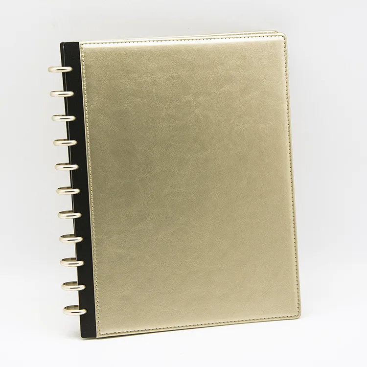 

A4 Leather Notepad Mushroom Hole Metal Ring Binding Leather Cover Notebook Business Meeting PU Loose-leaf Notebook DIY