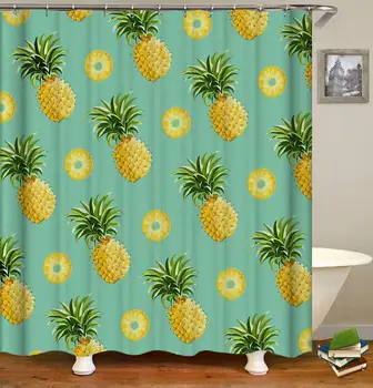 

Shower Curtain Polyester Fabric Bathroom Shower Curtain Liner with Hooks (Pineapple 1, )