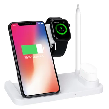 

4 in 1 Wireless Charger For iPhone X XS XR 8 Fast Wireless Charging Station for Airpods For Apple Watch 4 3 2 1For Apple Pencil
