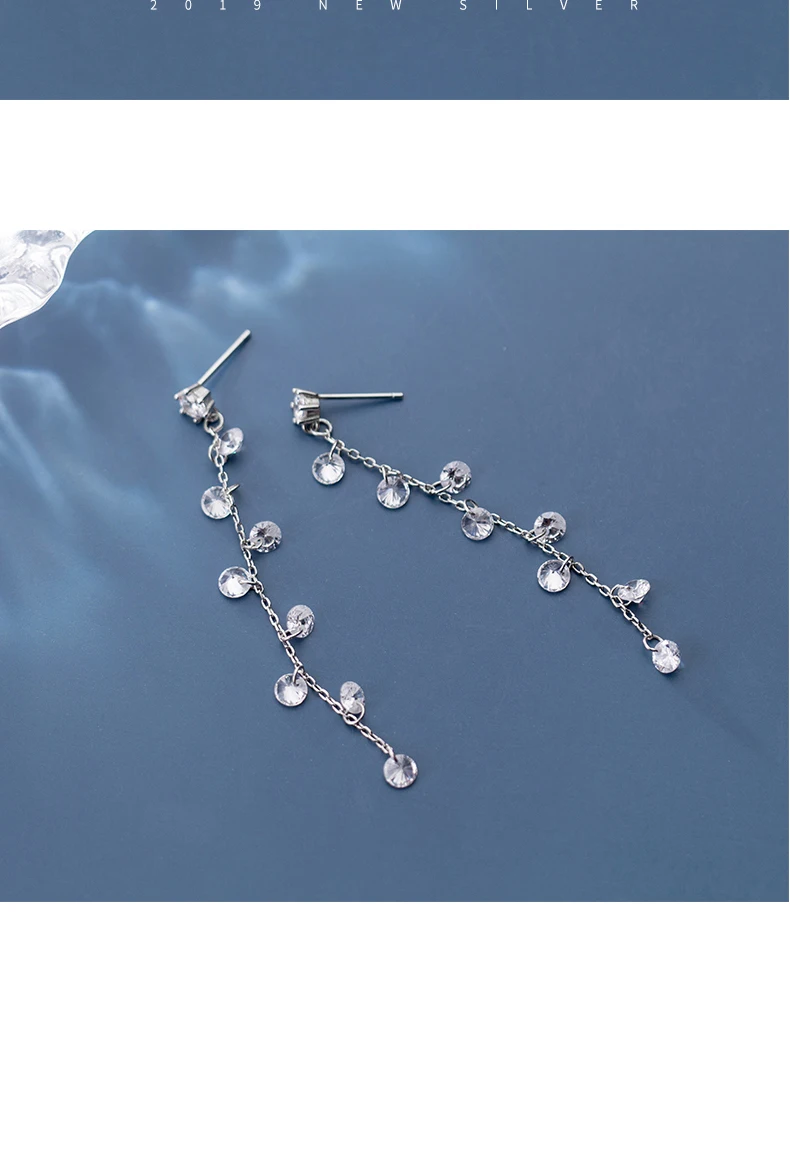 MloveAcc Горячая стерлингового серебра 925 CZ Циркон длинные висячие серьги для женщин Серебряные серьги ювелирные изделия