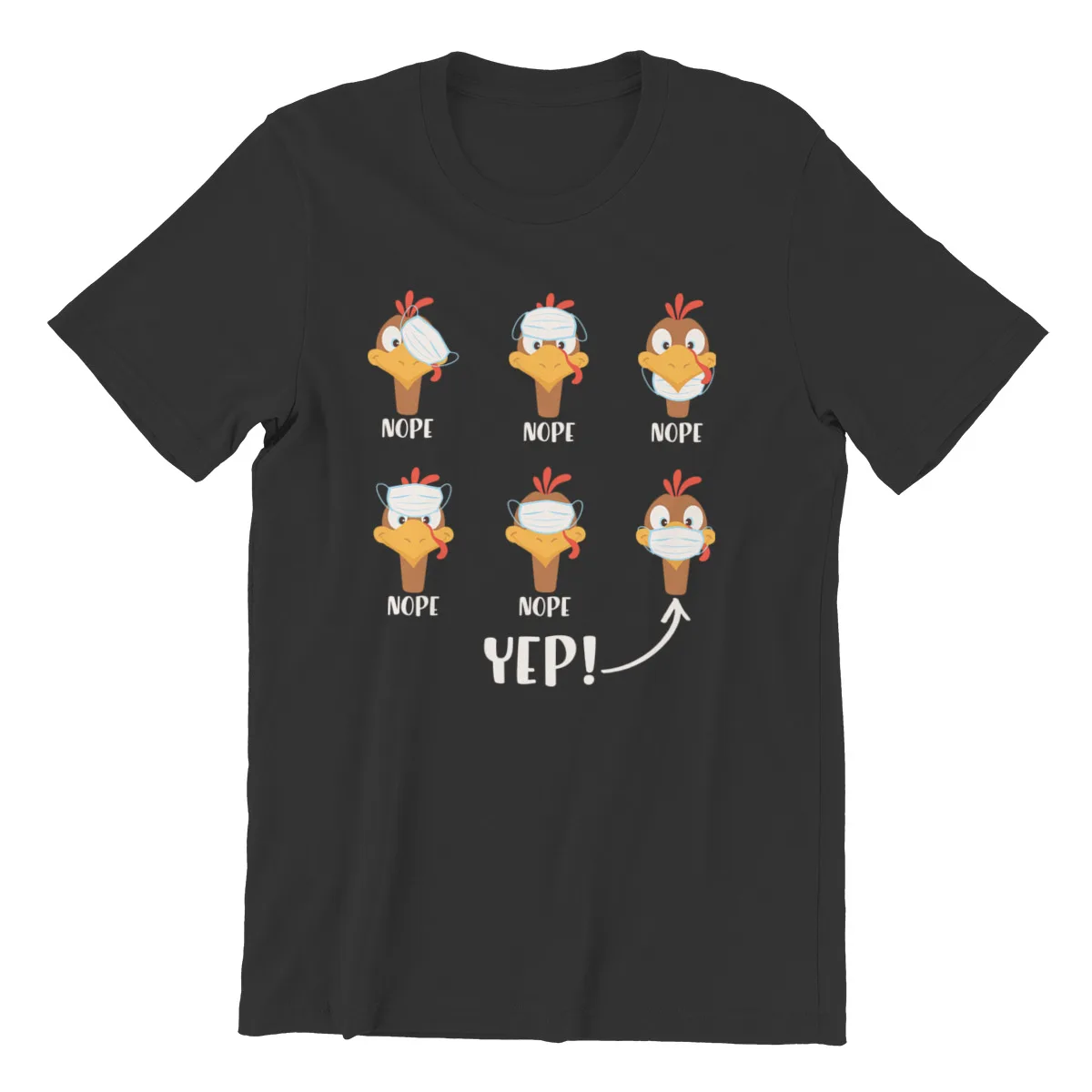 Turkey Face Mask Guide Funny Thanksgiving Gift Essentials Fashion Black Red Oversized Kawaii Female Men's T-Shirts 96901 | Мужская