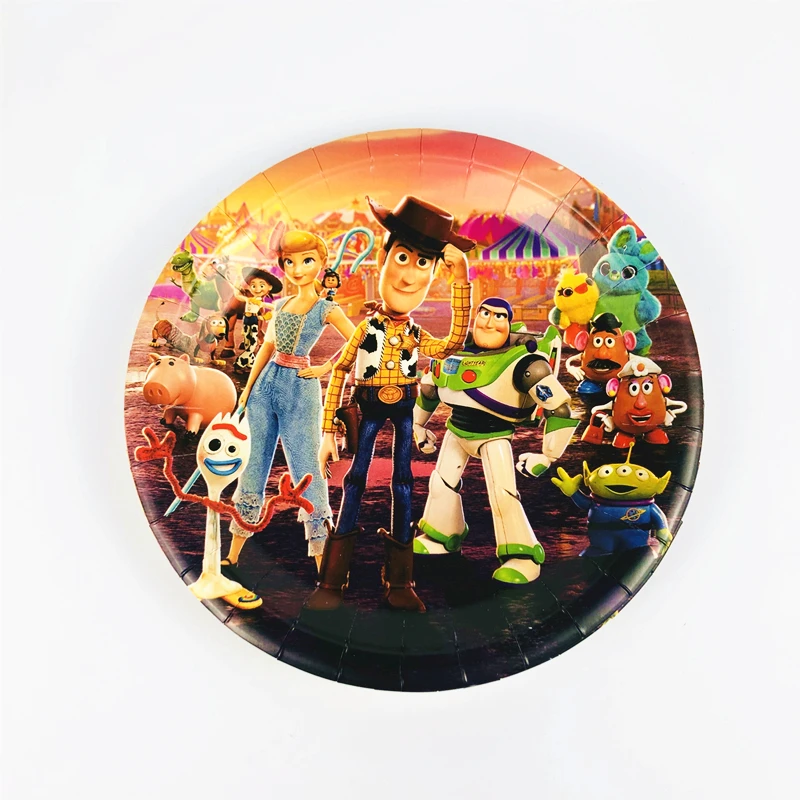 plate-10pcs Disney Toy Story 4 Мальчик Дети украшения для вечеринки, дня рождения бумажные стаканчики и тарелки детский душ для 10 человек Одноразовые столовые принадлежности - Цвет: plate-10pcs