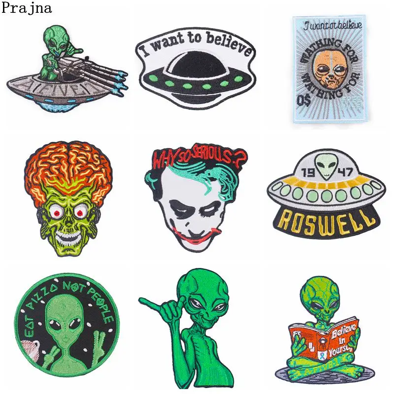 Праджня Alien патчи панк Вышитые заплаты для одежды из сериала очень странные
