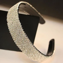 25 мм ширина, модная Серебряная повязка для волос, стразы, повязка на голову, корейский кристалл, аксессуары для волос для женщин, невесты, украшения для волос