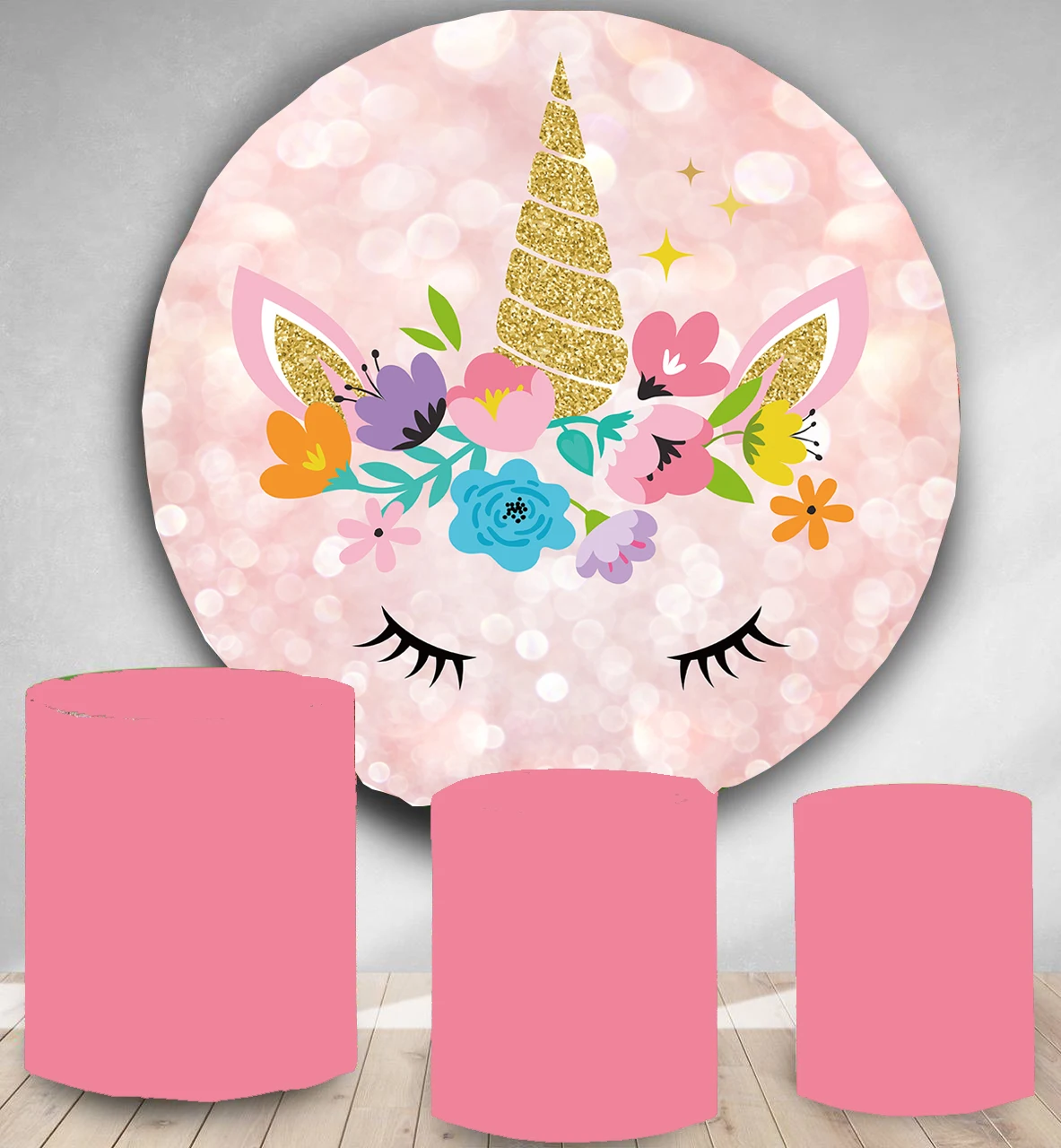 Circular Round Panel backdrop circle background rainbow unicorn themed birthday party decor baby shower polyester fabric vinyl |