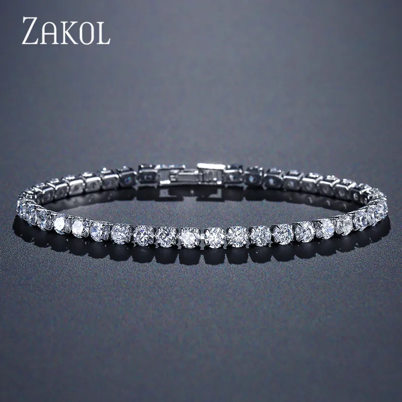 ZAKOL Hip круглый фианит кристалл Теннисный браслет и браслеты для женщин Подарки