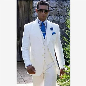 

New Classic Men’s Suit Smolking Noivo Terno Slim Fit Easculino Evening Suits For Men White Groom Suit Bespoke Wedding Tuxedos Gr