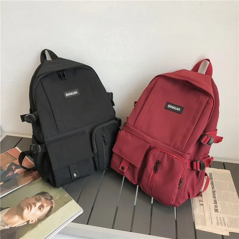 

UNIXINU Solid Color Women's Backpack Waterproof Nylon School Backpack With Multiple Pockets Large Capacity Travel Bag For Women