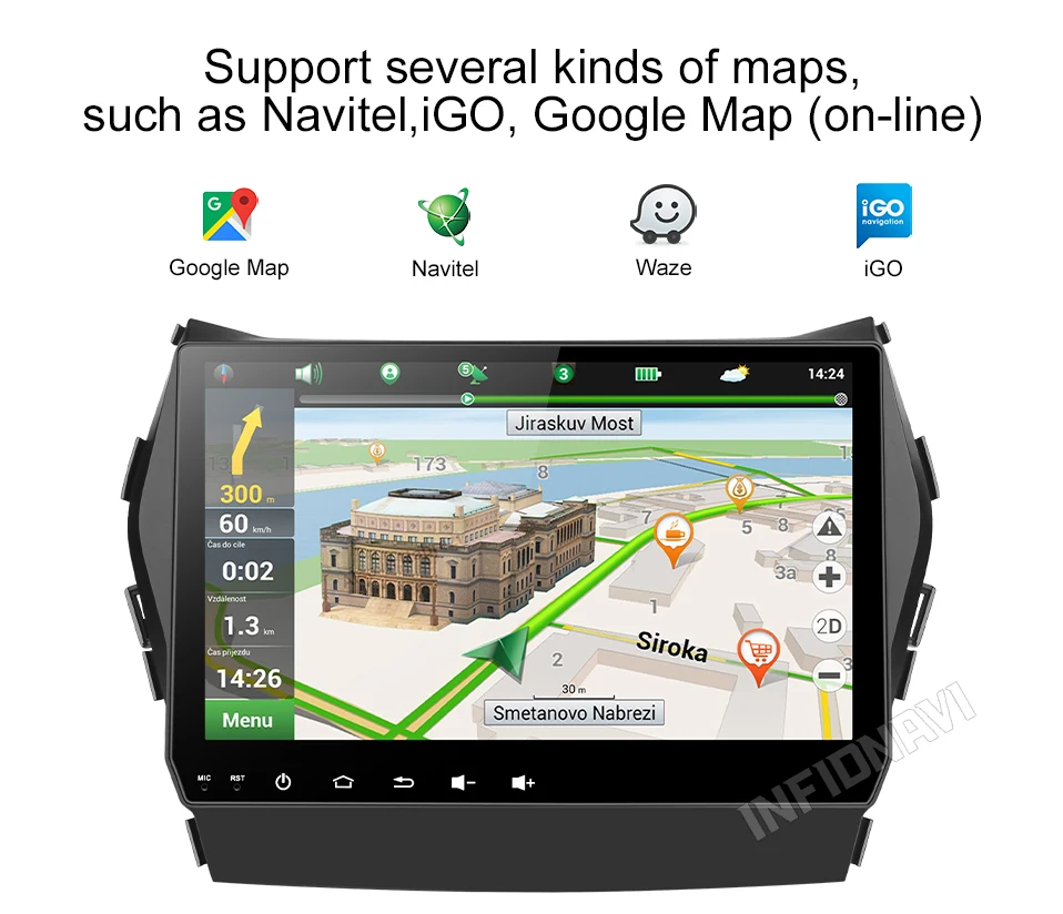 Best INFIDNAVI PX30 Android 9.0 car dvd 2+32G gps video radio player for Hyundai IX45 Santa Fe 2013/2014/2015 car 6