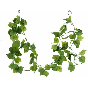 Artificial Ivy green Leaf Garland Plants Vine Fake Foliage Flowers Home Decor Plastic Artificial Flower Rattan String